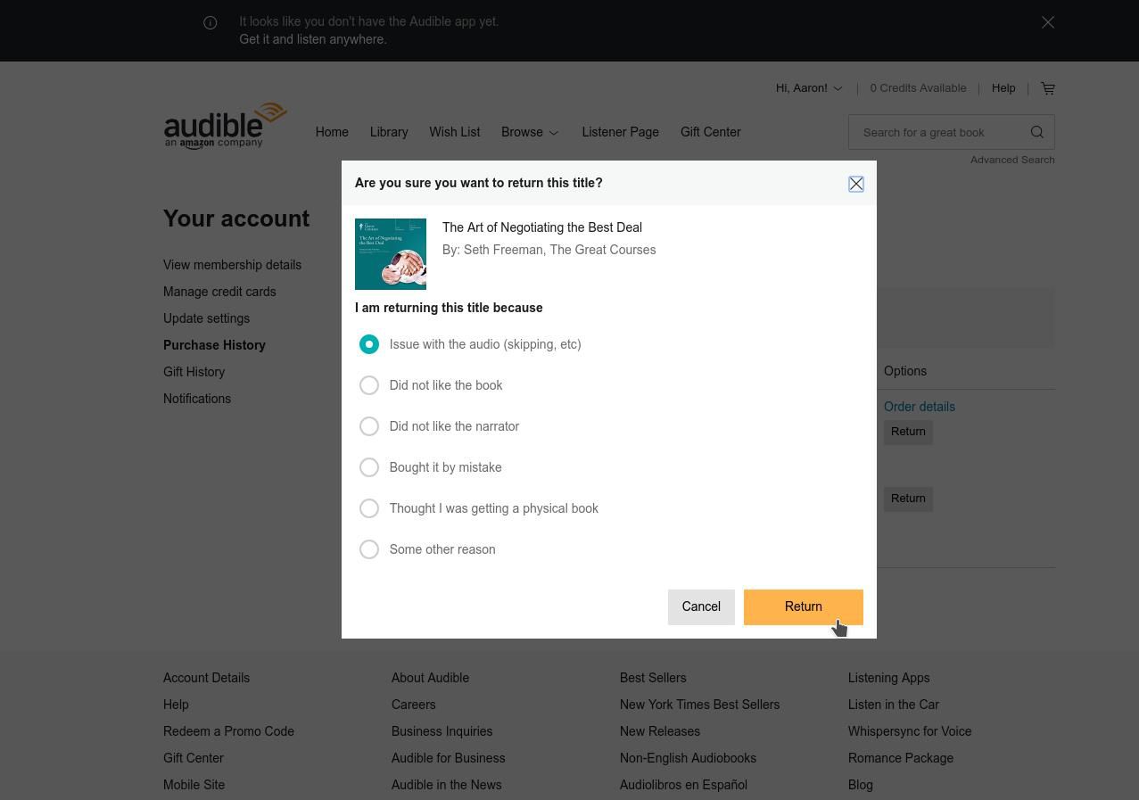 How to Return a Book on Audible