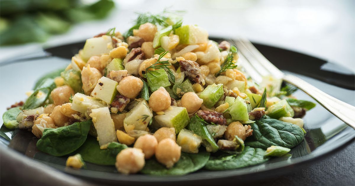 Creamy Chickpea Salad with Apples and Pecans