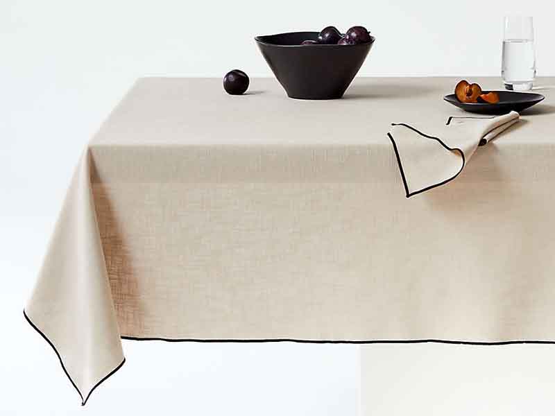 Mercer Merrow-Stitch Warm Natural Organic Cotton Tablecloth