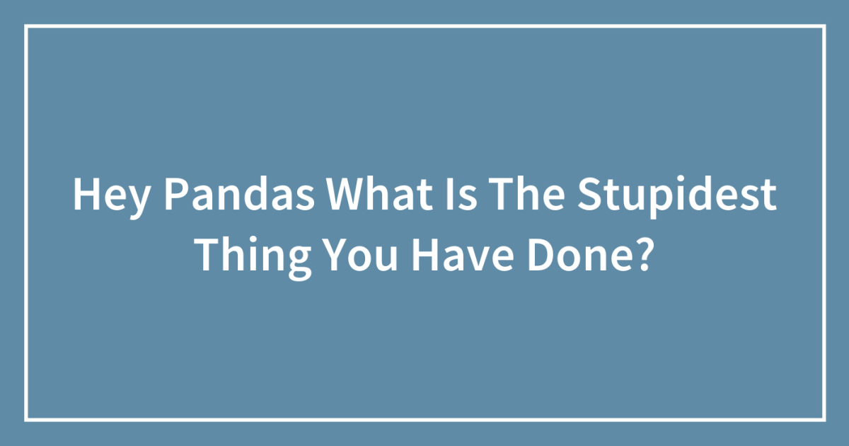 Hey Pandas, What Is The Stupidest Thing You Have Done?