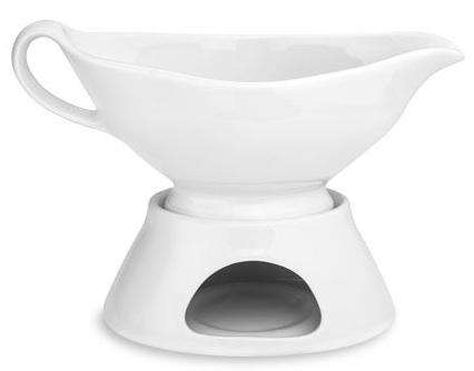 Tabletop: Pillivuyt Gravy Boat with Warming Base
