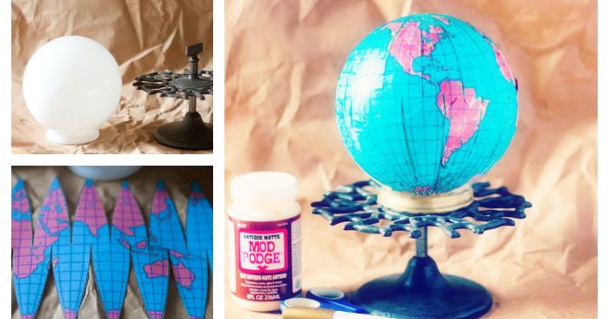 DIY World Globe From a Thrift Store Light Globe